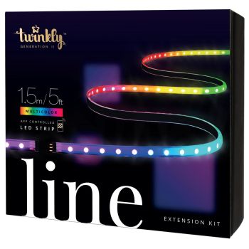 Twinkly Line - Erweiterungskit app-gesteuerte selbstklebende + magnetische LED-Lichtstreifen RGB 16 Millionen Farben ausziehbar 1,5 Meter schwarzer Streifen