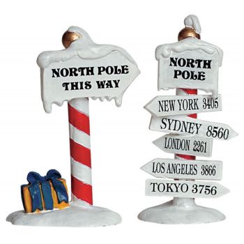 Lemax north pole signs s/2 Santa's Wonderland 2006